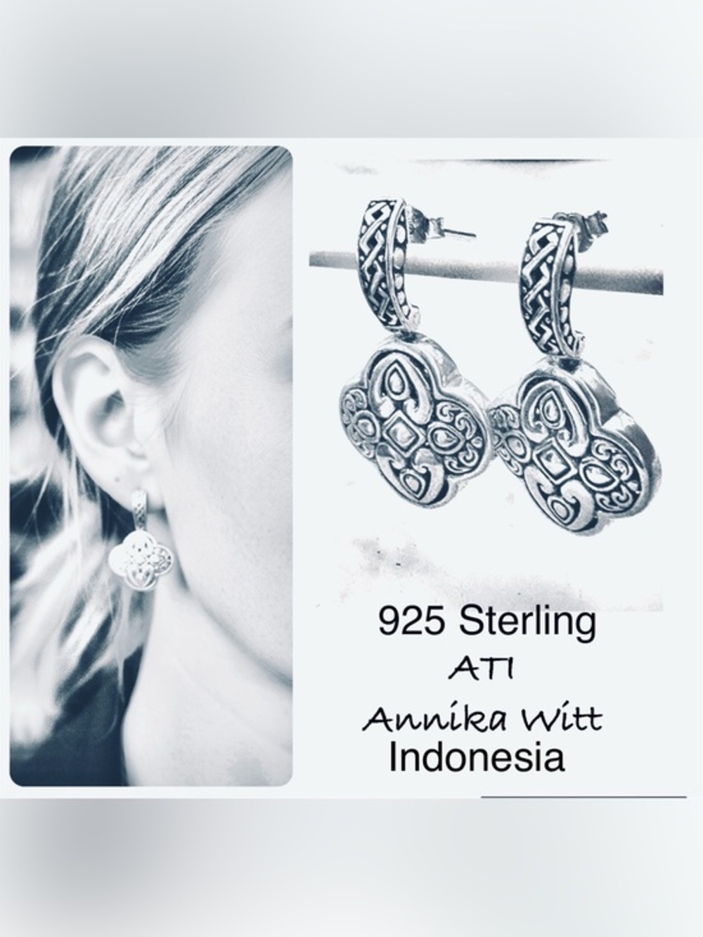Athra Trading Indonesia Annika Witt 925 Celtic Knots Quatrefoil Design NWOT